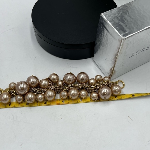 J. Crew Beige Faux‎ Pearl & Gold Tone Chain Fringe Tassel Bracelet - Picture 12 of 12